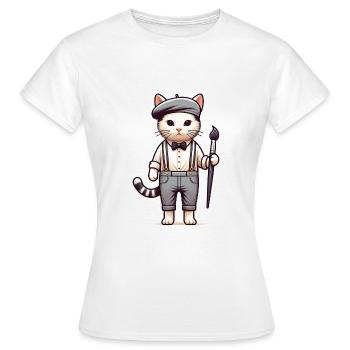 Cute Cat Artist - Women's T-Shirt - white - Front - AI Model Female 172 dark (172cm)