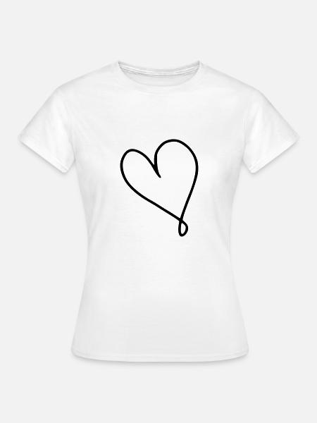 Herz Emoji Skizze - Frauen T-Shirt - Weiß