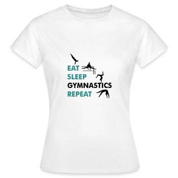 eat sleep gymnatics, turnen, turnerin - Frauen T-Shirt - Weiß - Vorne - AI Model Female 172 dark (172cm)