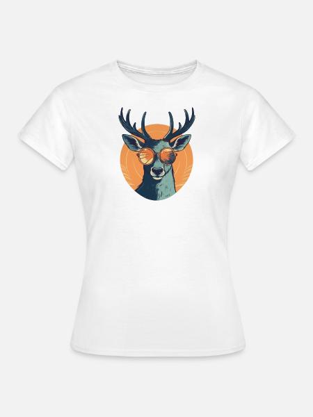 Hirsch Sonnenbrille Reh Rotwild - Frauen T-Shirt - Weiß