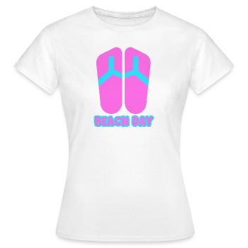 Beach Day Flip Flop in rosa/blau - Frauen T-Shirt - Weiß - Vorne - AI Model Female 172 dark (172cm)