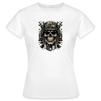 Défenseur d’élite : Crâne des forces spéciales - T-shirt Femme - blanc - Devant - AI Model Female 172 dark (172cm)