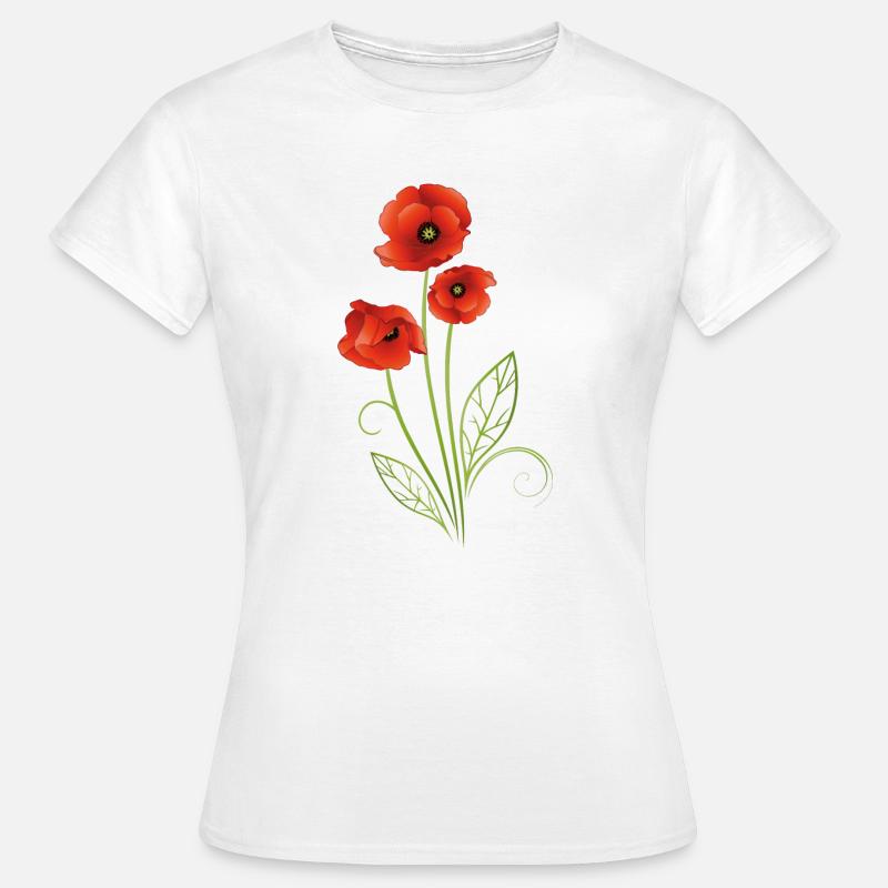 Rote Mohnblumen Mohn Sommer - Frauen T-Shirt - Weiß