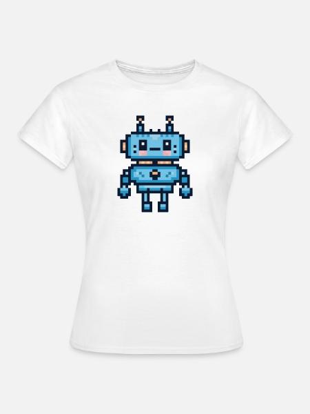Süßer Pixel-Art-Roboter – Süßer Retro-Gaming-Roboter - Frauen T-Shirt - Weiß