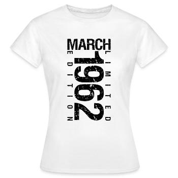 Anniversaire Mars 1962 Mars né en Mars - T-shirt Femme - blanc - Devant - AI Model Female 172 dark (172cm)