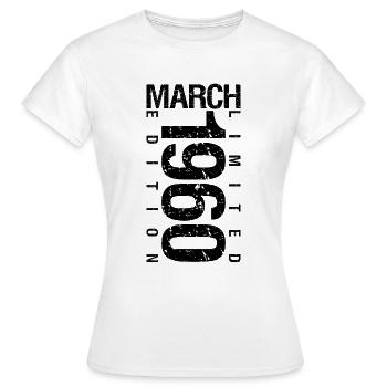Anniversaire Mars 1960 Mars né en Mars - T-shirt Femme - blanc - Devant - AI Model Female 172 dark (172cm)