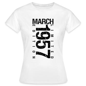 Anniversaire Mars 1957 Mars né en Mars - T-shirt Femme - blanc - Devant - AI Model Female 172 dark (172cm)