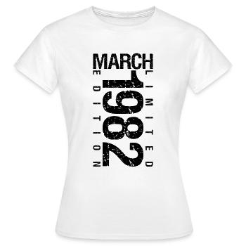 Anniversaire Mars 1982 Mars né en Mars - T-shirt Femme - blanc - Devant - AI Model Female 172 dark (172cm)