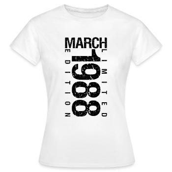 Anniversaire Mars 1988 Mars né en Mars - T-shirt Femme - blanc - Devant - AI Model Female 172 dark (172cm)