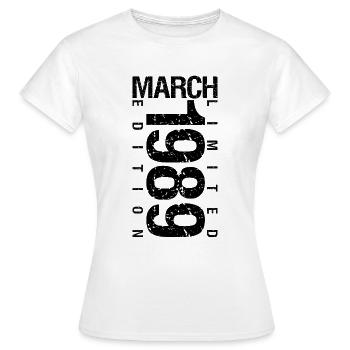 Anniversaire Mars 1989 Mars né en Mars - T-shirt Femme - blanc - Devant - AI Model Female 172 dark (172cm)