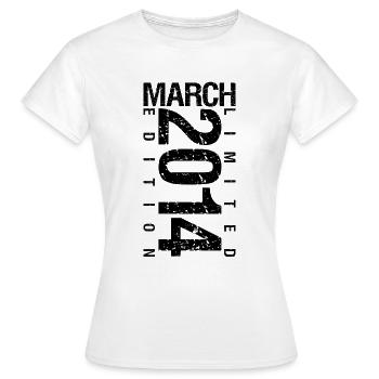 Anniversaire Mars 2014 Mars né en Mars - T-shirt Femme - blanc - Devant - AI Model Female 172 dark (172cm)