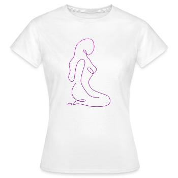 Dessin au trait silhouette féminine Visages féminins visage - T-shirt Femme - blanc - Devant - AI Model Female 172 dark (172cm)