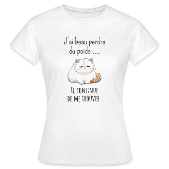 J’ai beau perdre poids il continue de me trouver - T-shirt Femme - blanc - Devant - AI Model Female 172 dark (172cm)
