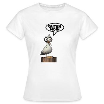 Guten Morgen Moin Möwe Sprechblase - Frauen T-Shirt - Weiß - Vorne - AI Model Female 172 dark (172cm)