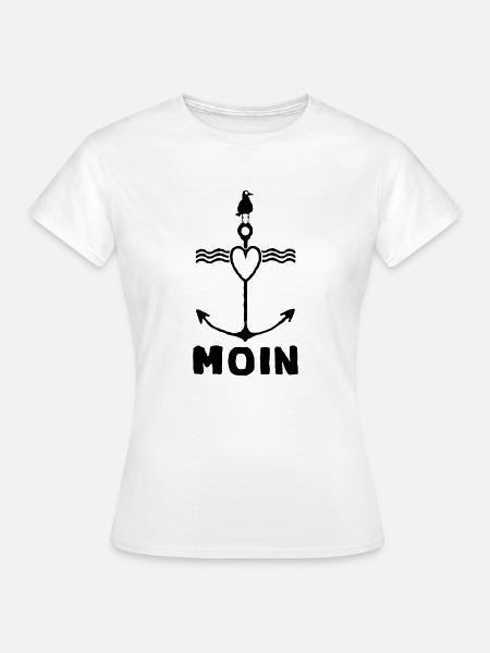 Möwe Anker Moin Möwe Maritime Motiv - Frauen T-Shirt - Weiß