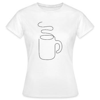 Coffee cup one line - Women's T-Shirt - white - Front - AI Model Female 172 dark (172cm)