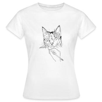 Cat drawing - Women's T-Shirt - white - Front - AI Model Female 172 dark (172cm)