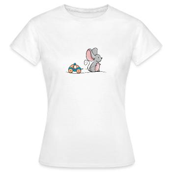 Maus mit Holz Auto als Spielzeug - Frauen T-Shirt - Weiß - Vorne - AI Model Female 172 dark (172cm)