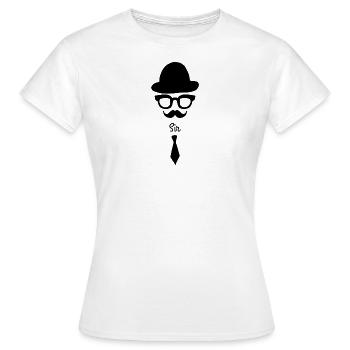 Sir with beard, glasses, hat and tie - Women's T-Shirt - white - Front - AI Model Female 172 dark (172cm)