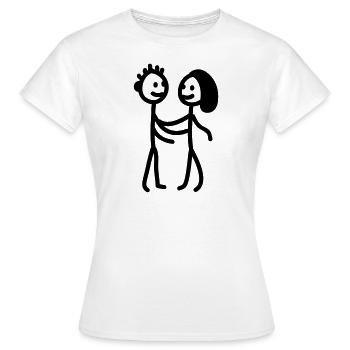 Chiffre de bâton de couples - ligne - T-shirt Femme - blanc - Devant - AI Model Female 172 dark (172cm)