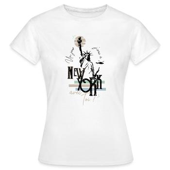 Un jour j'irai à New-York avec toi - T-shirt Femme - blanc - Devant - AI Model Female 172 dark (172cm)