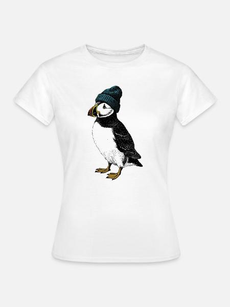 Winter Puffin - Dame-T-shirt - hvid
