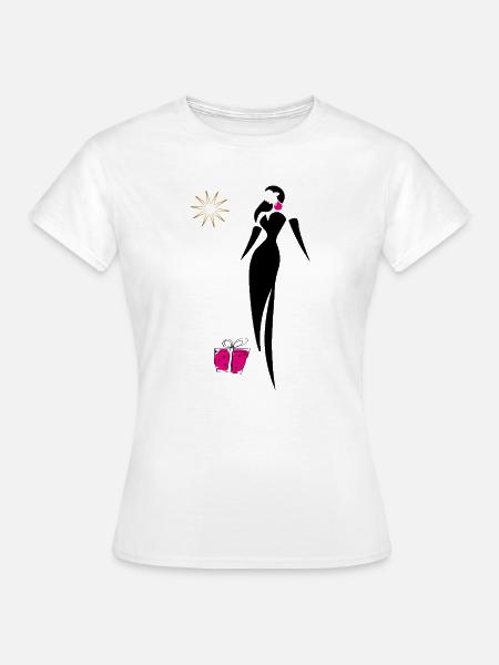 Weihnachten mit goldenem Glitzerstern - Frauen T-Shirt - Weiß