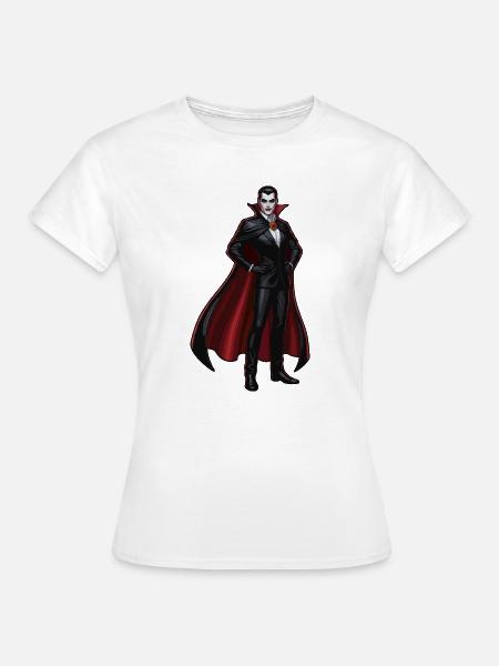 Dracula-Stil Frost mit rotem Cape-Cosplay - Frauen T-Shirt - Weiß