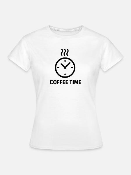 Kaffeezeit Uhr Illustration - Frauen T-Shirt - Weiß