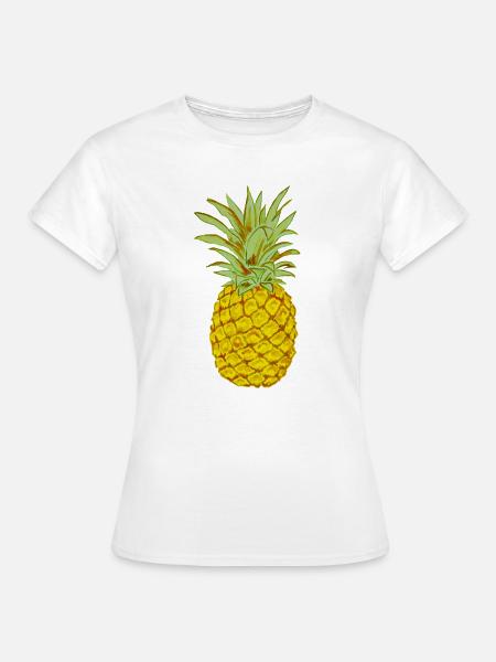 Rippe Ananasgelb stilisierte Zeichnung - Frauen T-Shirt - Weiß