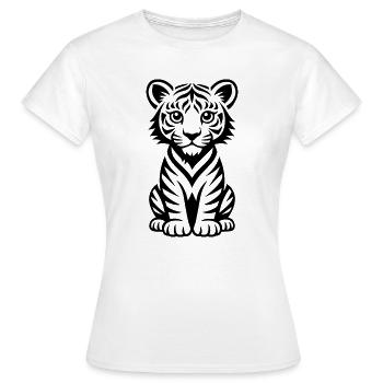 Tigre linéaire minimal pour textile - T-shirt Femme - blanc - Devant - AI Model Female 172 dark (172cm)