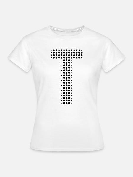 Buchstabe T – Punktmuster Initial Design - Frauen T-Shirt - Weiß