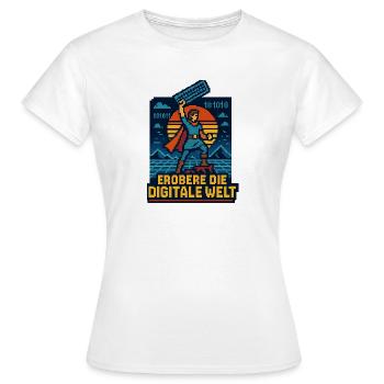 Erobere die Digitale Welt im Retro-Stil - Frauen T-Shirt - Weiß - Vorne - AI Model Female 172 dark (172cm)