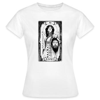 Justice – Judith & Holopherne Tarot Card Sticker - T-shirt Femme - blanc - Devant - AI Model Female 172 dark (172cm)