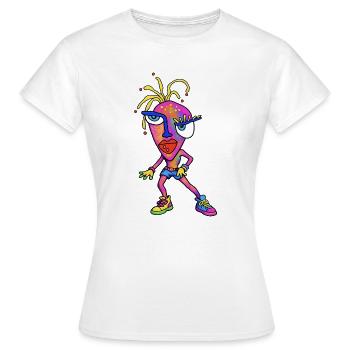 Portrait de dessin animé néon sauvage - T-shirt Femme - blanc - Devant - AI Model Female 172 dark (172cm)