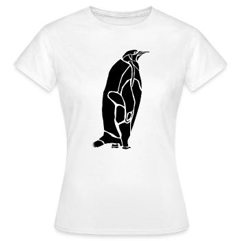 Black Graphic Penguin – Geometrisches Porträt - Frauen T-Shirt - Weiß - Vorne - AI Model Female 172 dark (172cm)