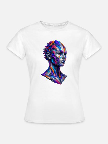 Futuristischer Android – Geometrische KI Kunst - Frauen T-Shirt - Weiß