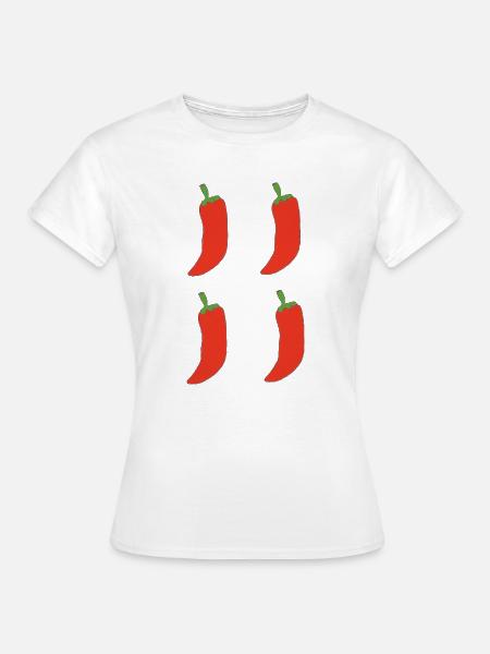 Vierfach Chili Muster - Frauen T-Shirt - Weiß