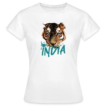 India, Bengal tiger face, symbol of India - Women's T-Shirt - white - Front - AI Model Female 172 dark (172cm)