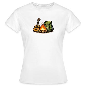 Lagerfeuer Gitarre Abenteuer - Frauen T-Shirt - Weiß - Vorne - AI Model Female 172 dark (172cm)