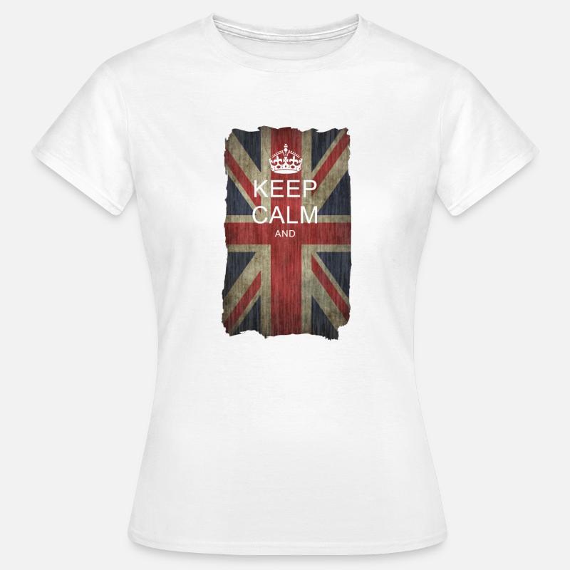 Keep Calm auf Union Jack + dein Text - Women's T-Shirt - white