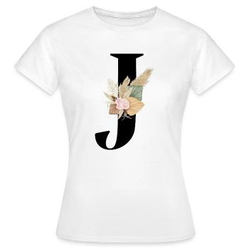 lettre J fleuris - T-shirt Femme - blanc - Devant - AI Model Female 172 dark (172cm)