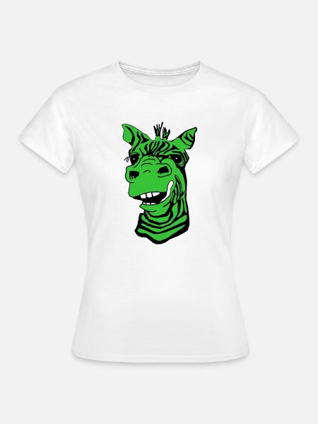 Divertido verde jirafa - T-shirt dam - vit