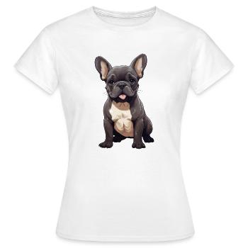 Engelsk/fransk bulldog illustration - Dame-T-shirt - hvid - Foran - AI Model Female 172 dark (172cm)