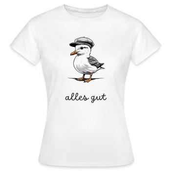 Seagull with "All good" saying - Women's T-Shirt - white - Front - AI Model Female 172 dark (172cm)