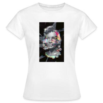 Vintage 70er Jahre Neon Glitch Portrait – Futuristische Kunst - Frauen T-Shirt - Weiß - Vorne - AI Model Female 172 dark (172cm)