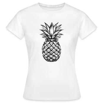 :: Un pictogramme d’ananas sur un T-shirt :: - T-shirt Femme - blanc - Devant - AI Model Female 172 dark (172cm)