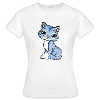 Katze Kätzchen Mietze Mietzekatze Tier - Frauen T-Shirt - Weiß - Vorne - AI Model Female 172 dark (172cm)