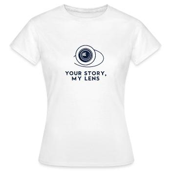 Votre histoire, mon objectif - T-shirt Femme - blanc - Devant - AI Model Female 172 dark (172cm)