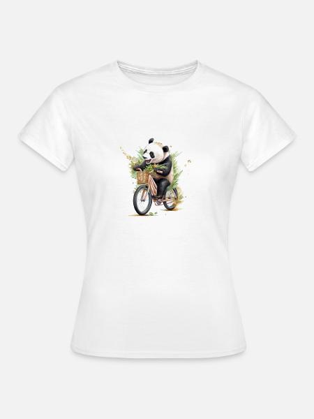 Panda z rowerem - Koszulka damska - biały